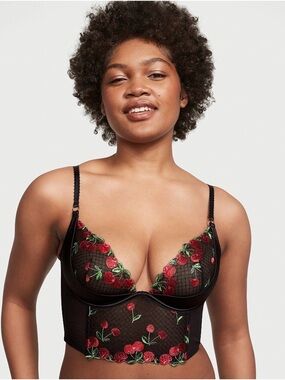 Victorias Secret Very Sexy Cherry Quarter Cup Embroidered Corset Bra- Size 32C